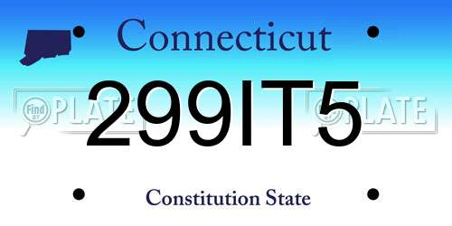 299IT5 Connecticut License Plate