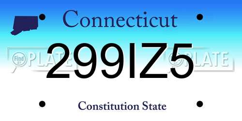 299IZ5 Connecticut License Plate