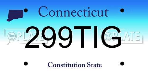 299TIG Connecticut License Plate
