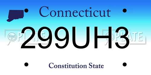 299UH3 Connecticut License Plate