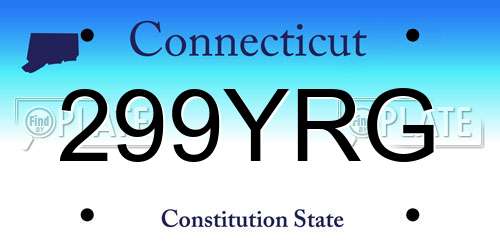 299YRG Connecticut License Plate