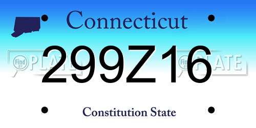 299Z16 Connecticut License Plate