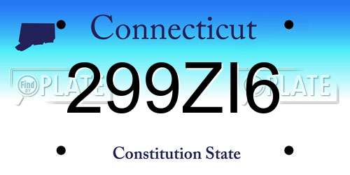 299ZI6 Connecticut License Plate