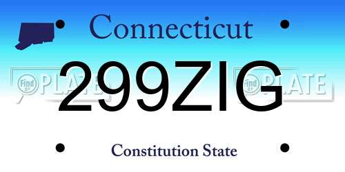 299ZIG Connecticut License Plate