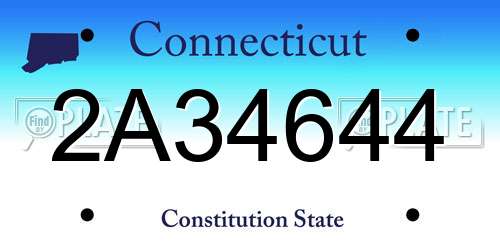 2A34644 Connecticut License Plate