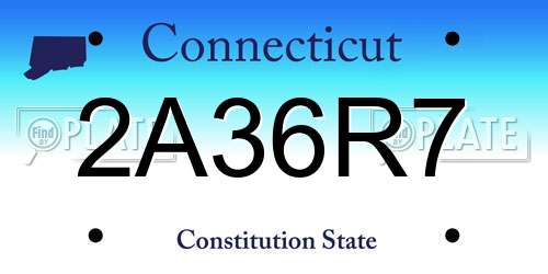 2A36R7 Connecticut License Plate