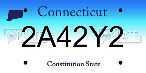 2A42Y2 Connecticut License Plate