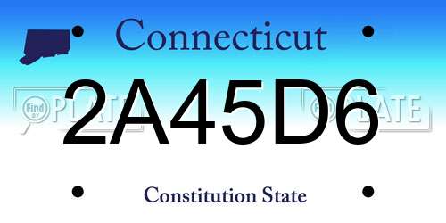 2A45D6 Connecticut License Plate