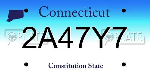 2A47Y7 Connecticut License Plate