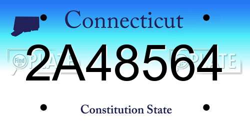 2A48564 Connecticut License Plate