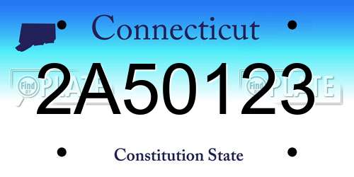 2A50123 Connecticut License Plate
