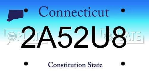 2A52U8 Connecticut License Plate