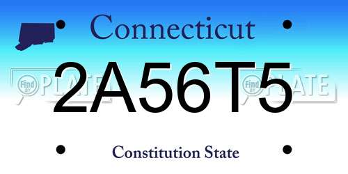 2A56T5 Connecticut License Plate