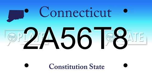 2A56T8 Connecticut License Plate
