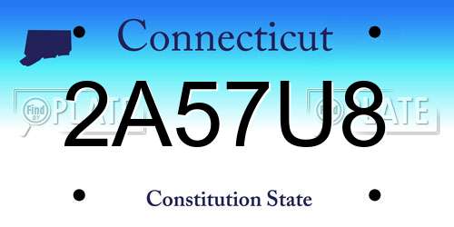 2A57U8 Connecticut License Plate