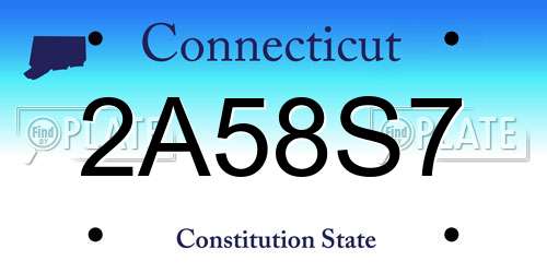 2A58S7 Connecticut License Plate