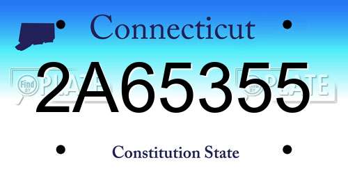 2A65355 Connecticut License Plate