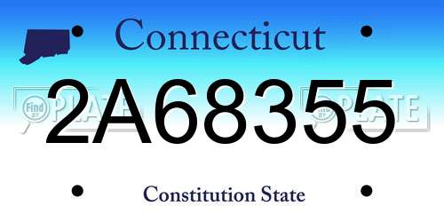 2A68355 Connecticut License Plate