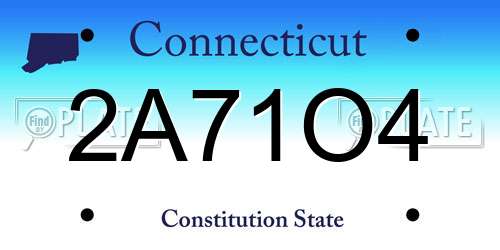 2A71O4 Connecticut License Plate