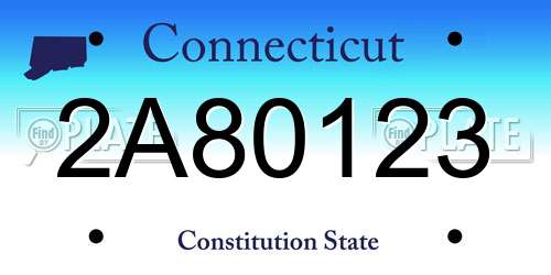 2A80123 Connecticut License Plate