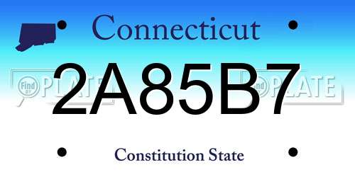 2A85B7 Connecticut License Plate