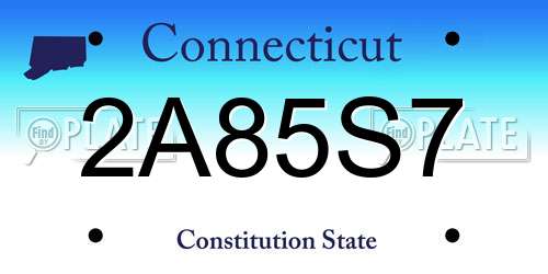 2A85S7 Connecticut License Plate