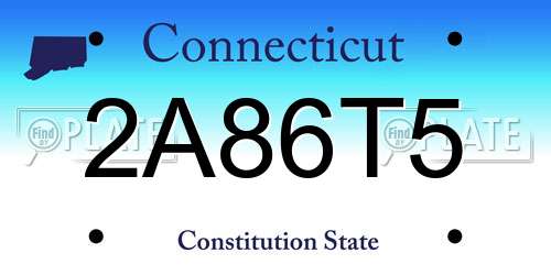 2A86T5 Connecticut License Plate
