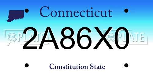 2A86X0 Connecticut License Plate