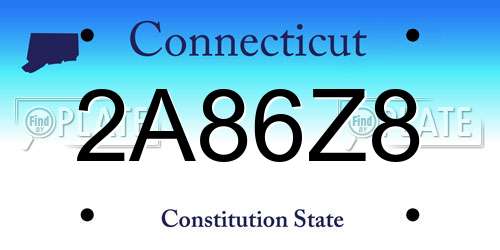 2A86Z8 Connecticut License Plate