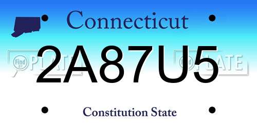 2A87U5 Connecticut License Plate