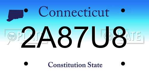 2A87U8 Connecticut License Plate