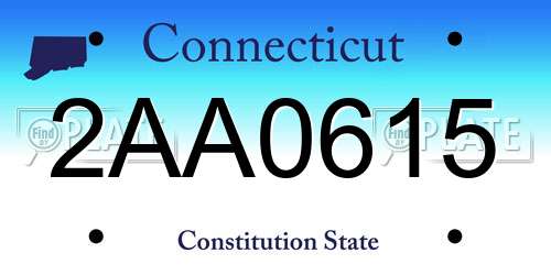 2AA0615 Connecticut License Plate