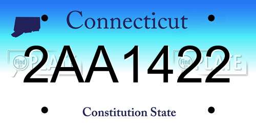 2AA1422 Connecticut License Plate