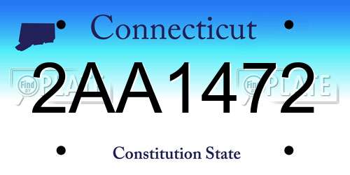 2AA1472 Connecticut License Plate