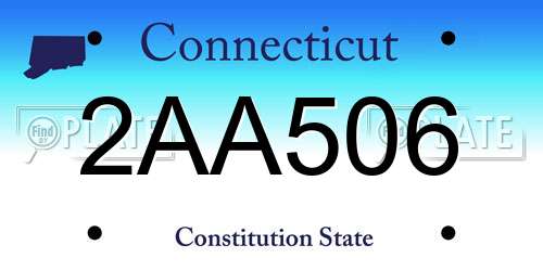 2AA506 Connecticut License Plate
