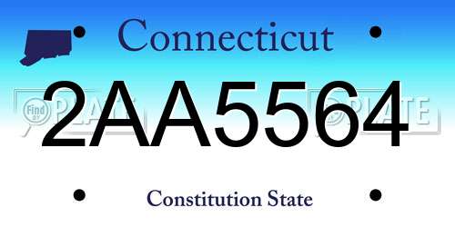 2AA5564 Connecticut License Plate