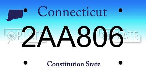 2AA806 Connecticut License Plate