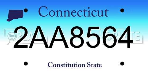 2AA8564 Connecticut License Plate