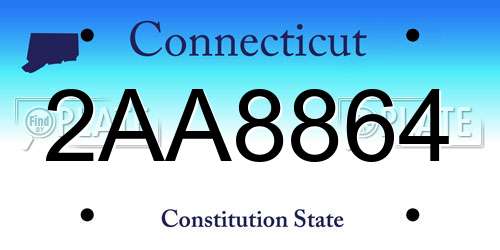 2AA8864 Connecticut License Plate