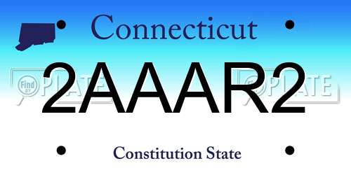 2AAAR2 Connecticut License Plate