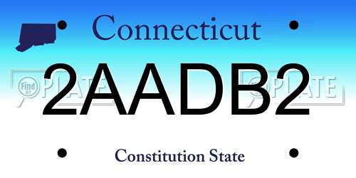 2AADB2 Connecticut License Plate