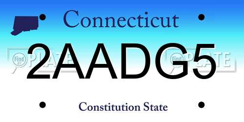 2AADG5 Connecticut License Plate