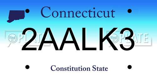 2AALK3 Connecticut License Plate