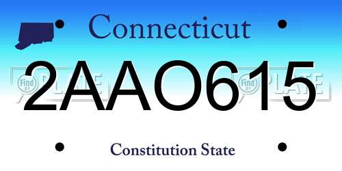 2AAO615 Connecticut License Plate