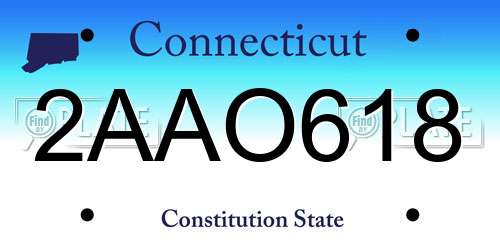 2AAO618 Connecticut License Plate