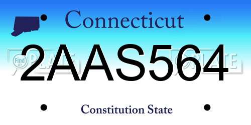 2AAS564 Connecticut License Plate