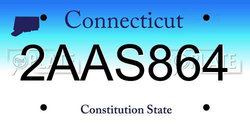 2AAS864 Connecticut License Plate