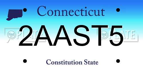2AAST5 Connecticut License Plate