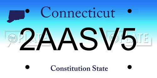 2AASV5 Connecticut License Plate