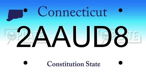2AAUD8 Connecticut License Plate